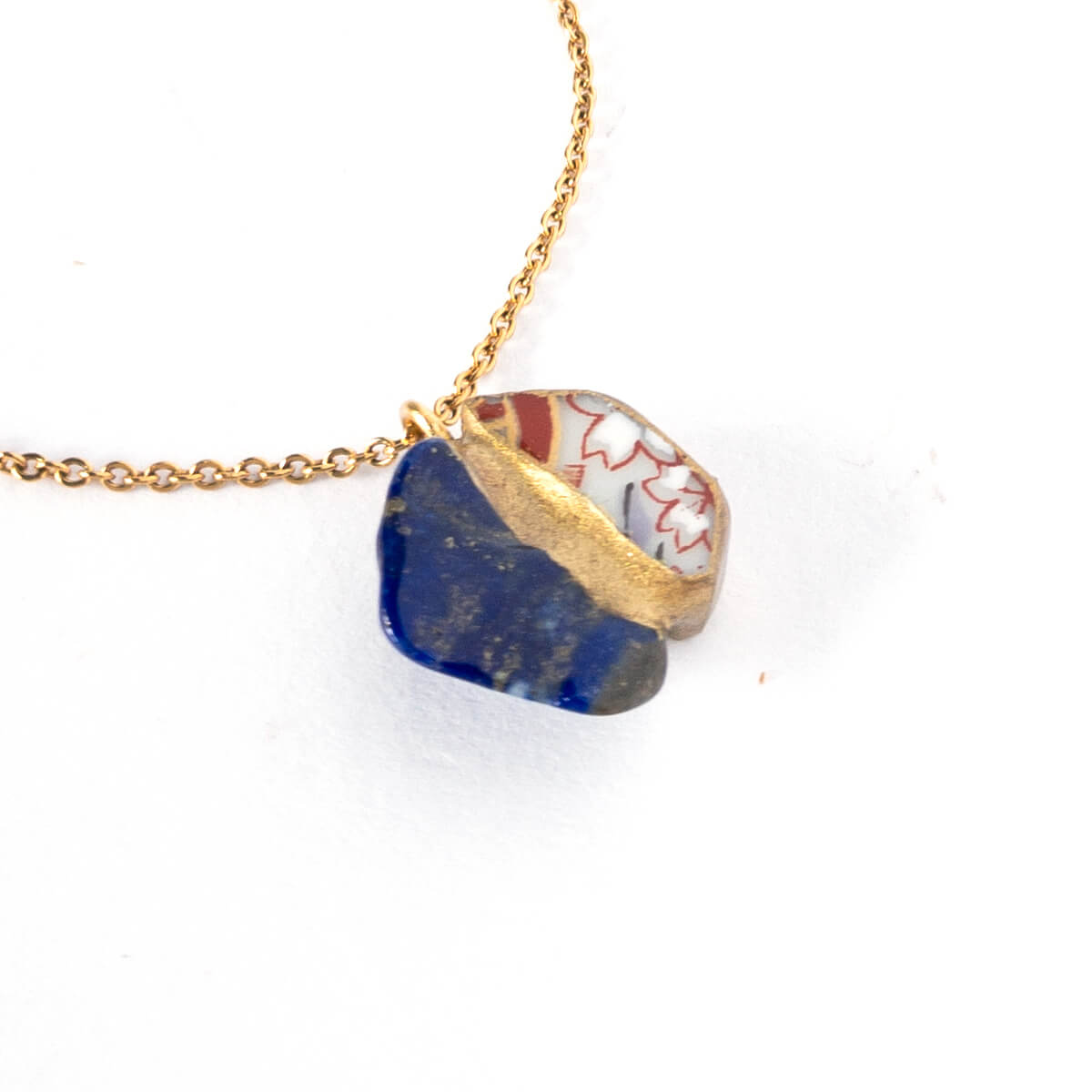 Lapis Lazuli Necklace-Kintsugi jewelry-Japanese pottery jewelry-JAPONICA