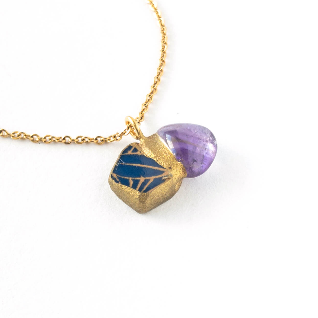 Amethyst Necklace-Kintsugi jewelry-Japanese pottery jewelry-JAPONICA