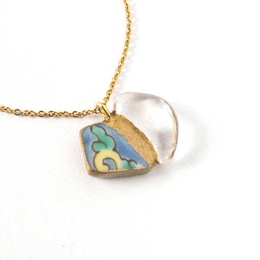Crystal Necklace-Kintsugi jewelry-Japanese pottery jewelry-JAPONICA