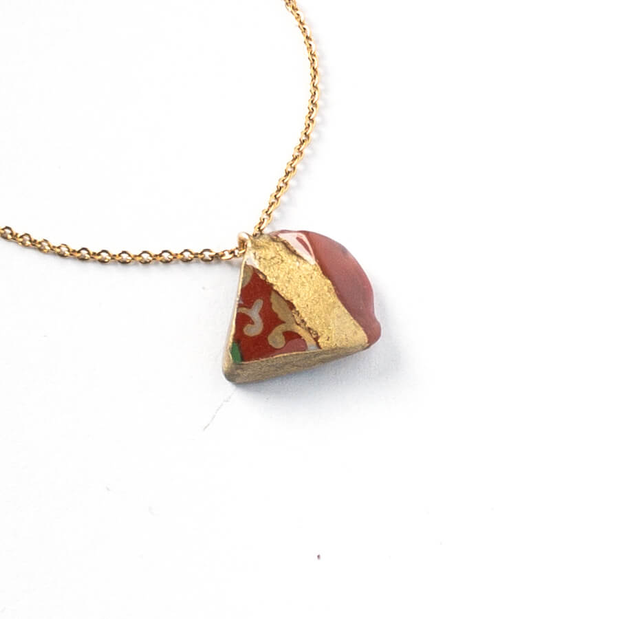 Red Agate Necklace-Kintsugi jewelry-Japanese pottery jewelry-JAPONICA