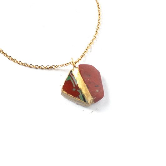 Red Jasper Necklace-Kintsugi jewelry-Japanese pottery jewelry-JAPONICA