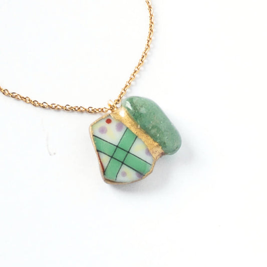 Aventurine Necklace-Kintsugi jewelry-Japanese pottery jewelry-JAPONICA