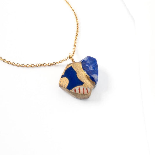 Lapis Lazuli Necklace-Kintsugi jewelry-Japanese pottery jewelry-JAPONICA