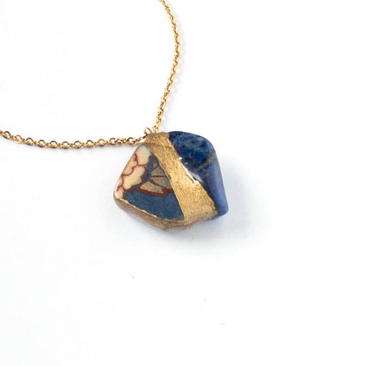 Lapis Lazuli Necklace-Kintsugi jewelry-Japanese pottery jewelry-JAPONICA