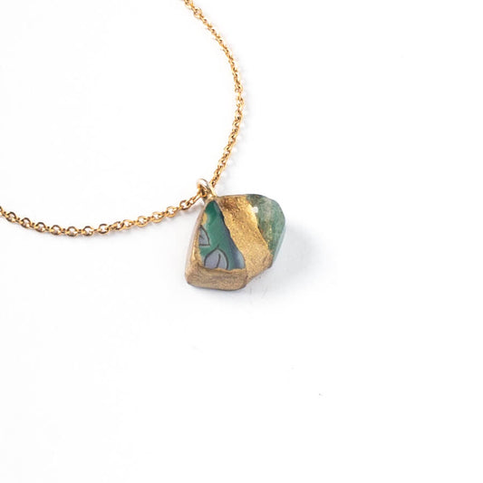 Aventurine Necklace-Kintsugi jewelry-Japanese pottery jewelry-JAPONICA