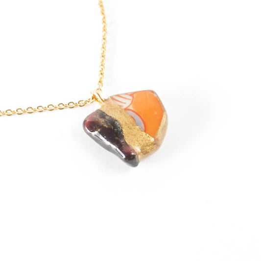 Garnet Necklace-Kintsugi jewelry-Japanese pottery jewelry-JAPONICA