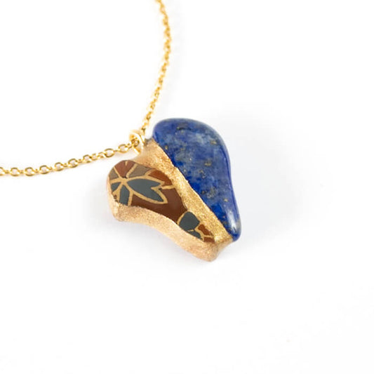 Lapis Lazuli Necklace-Kintsugi jewelry-Japanese pottery jewelry-JAPONICA