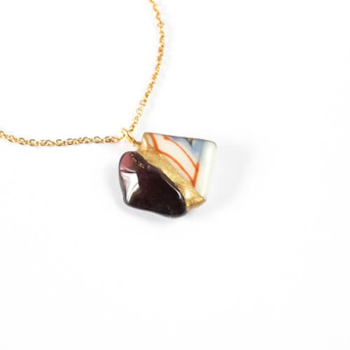 Garnet Necklace-Kintsugi jewelry-Japanese pottery jewelry-JAPONICA