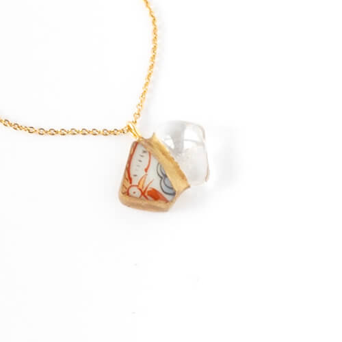 Crystal Necklace-Kintsugi jewelry-Japanese pottery jewelry-JAPONICA