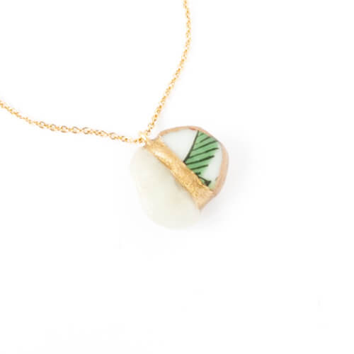 Jadeite Necklace-Kintsugi jewelry-Japanese pottery jewelry-JAPONICA