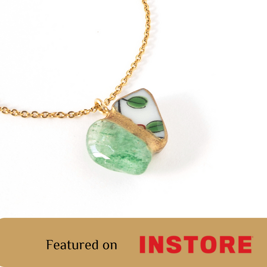 Aventurine Necklace-Kintsugi jewelry-Japanese pottery jewelry-JAPONICA