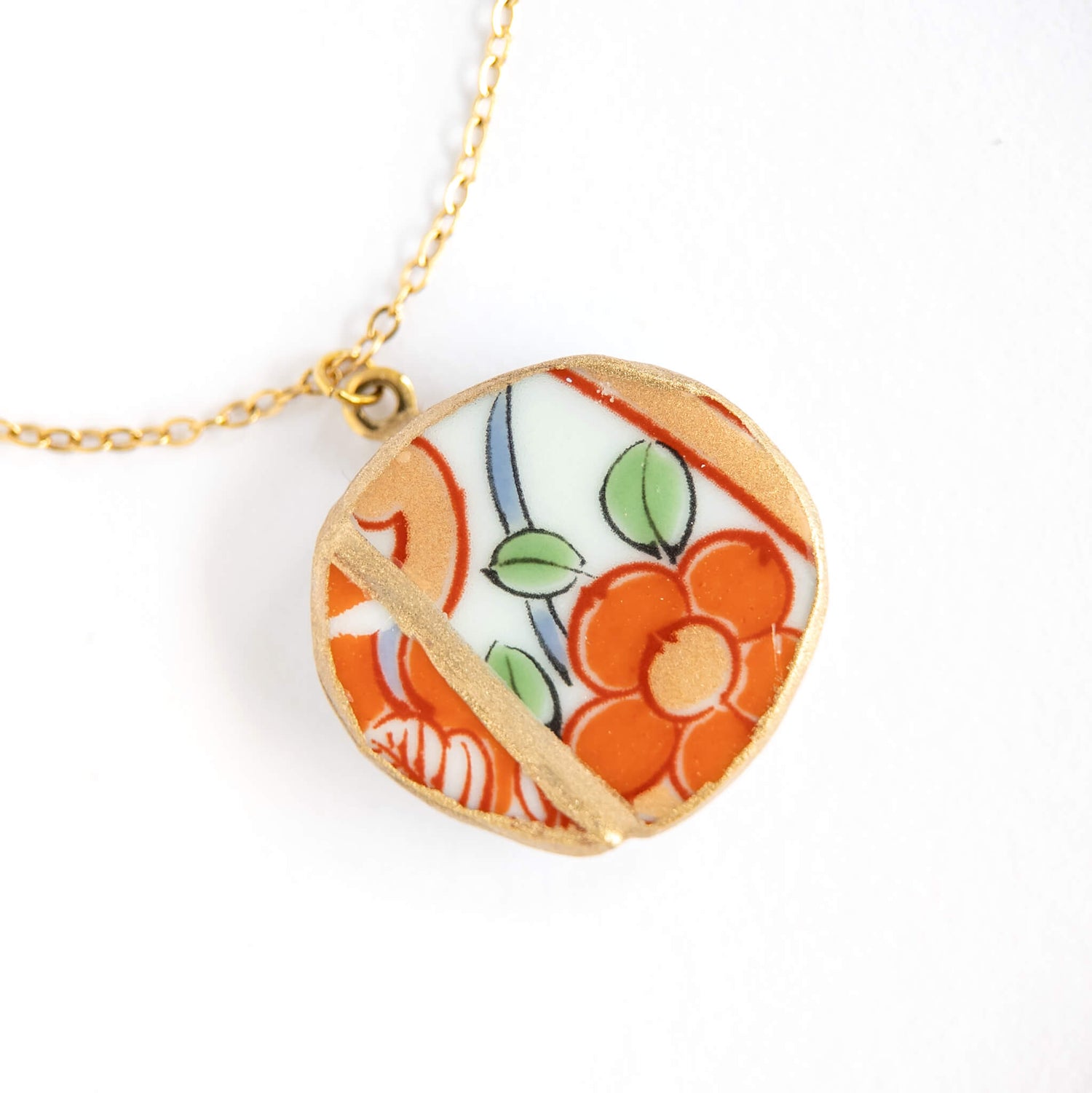 Yobitsugi Kintsugi Necklace - Orange White