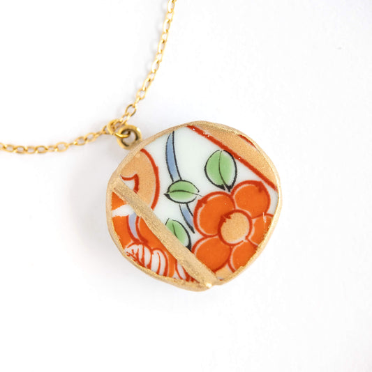 Yobitsugi Kintsugi Necklace - Orange White