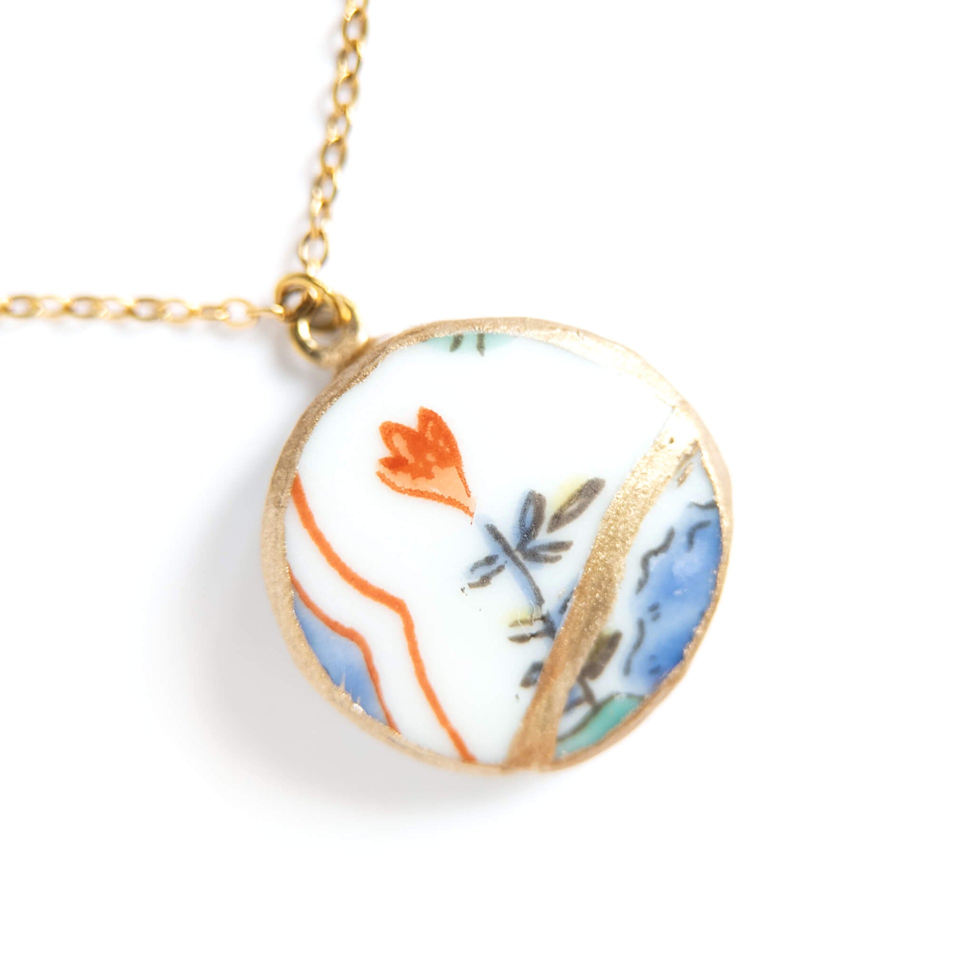 Ware Kintsugi Necklace - White Blue