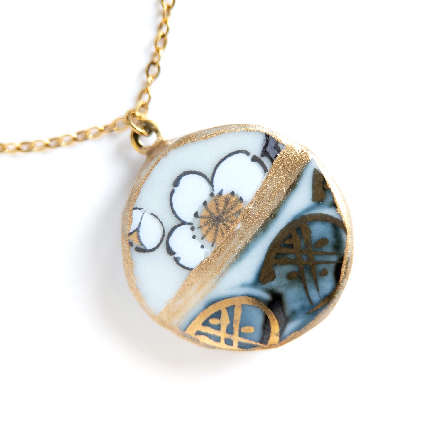 Yobitsugi Kintsugi Necklace - White Blue