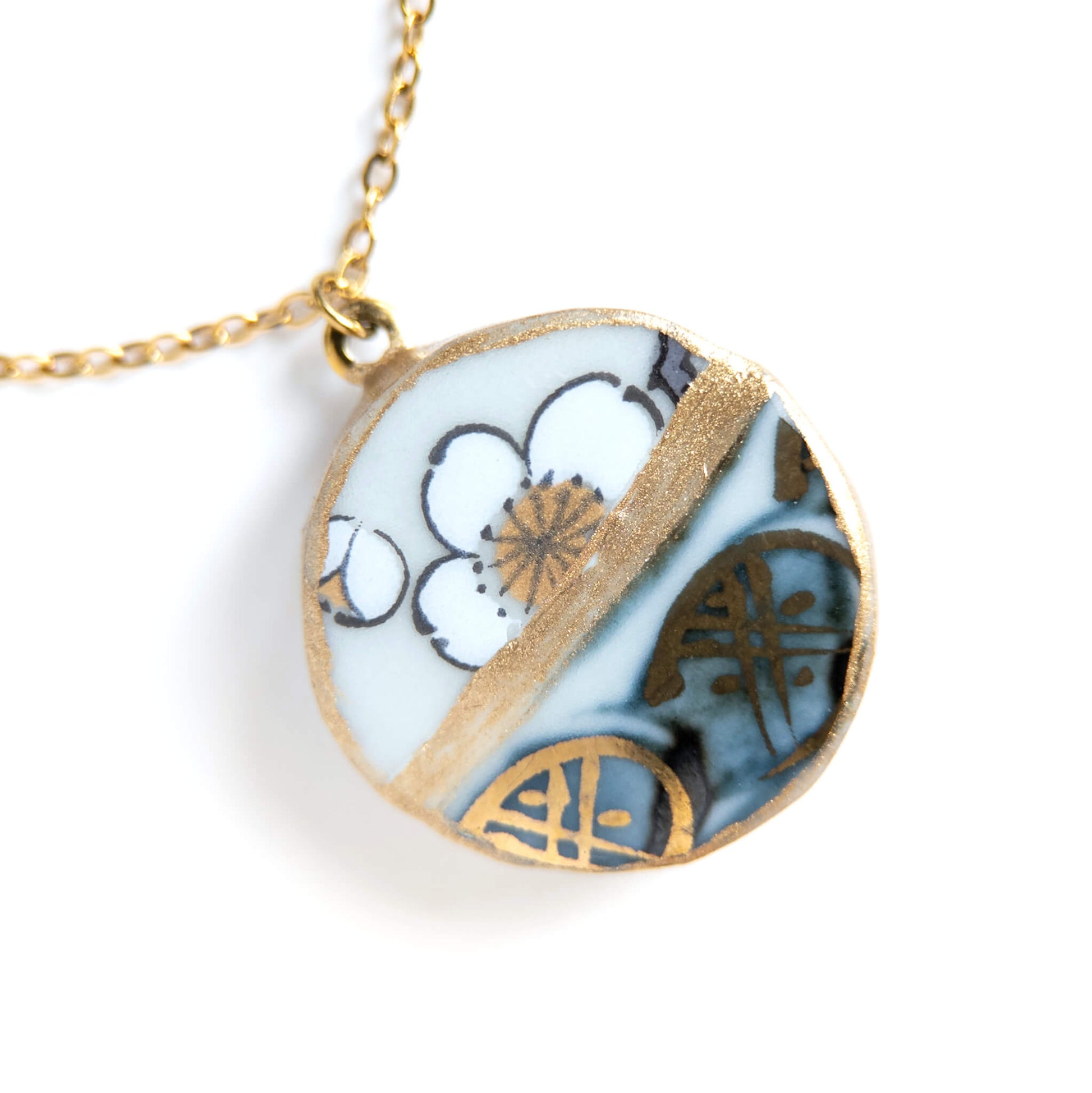 Yobitsugi Kintsugi Necklace - White Blue