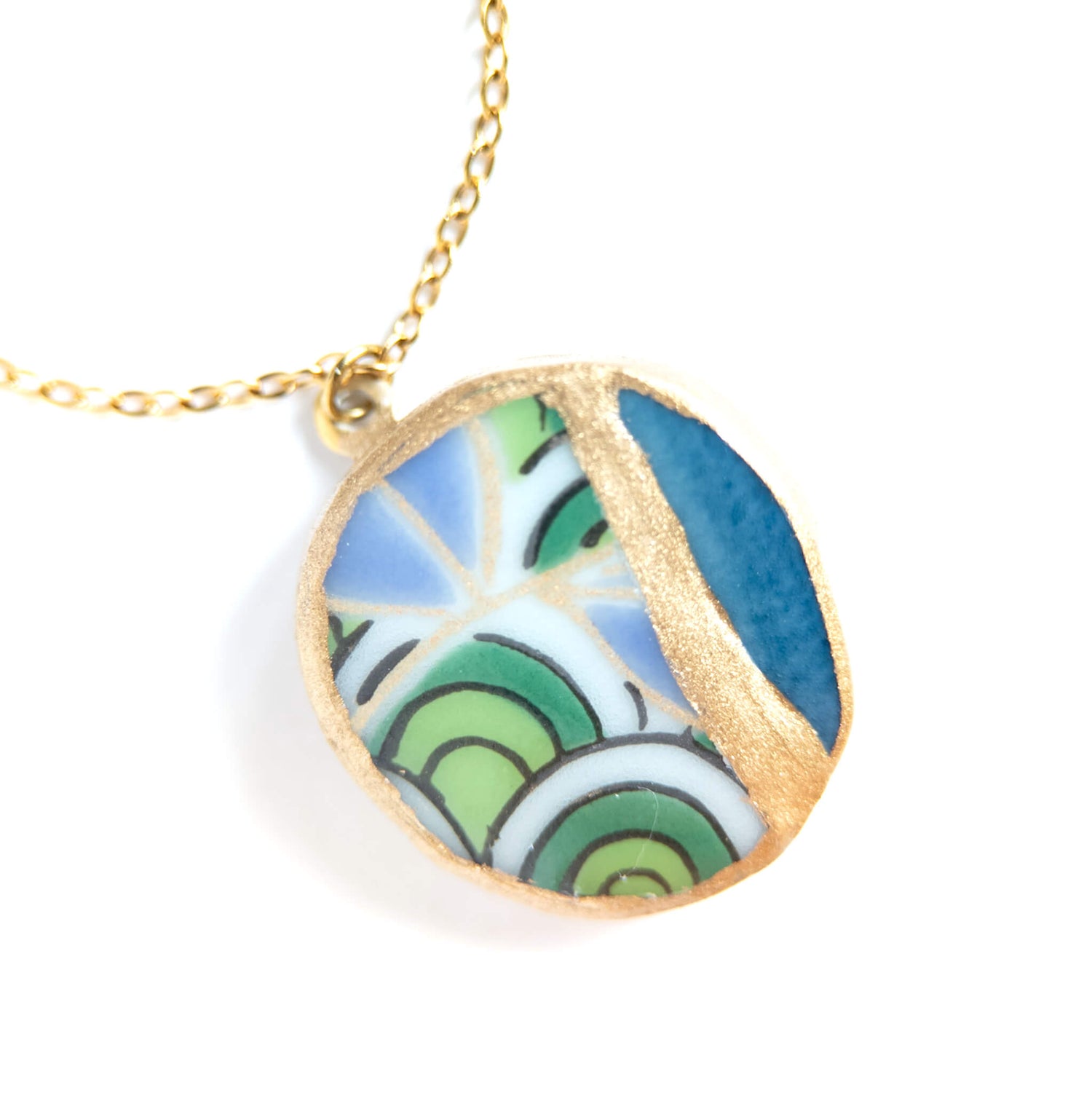 Yobitsugi Kintsugi Necklace - Green Blue