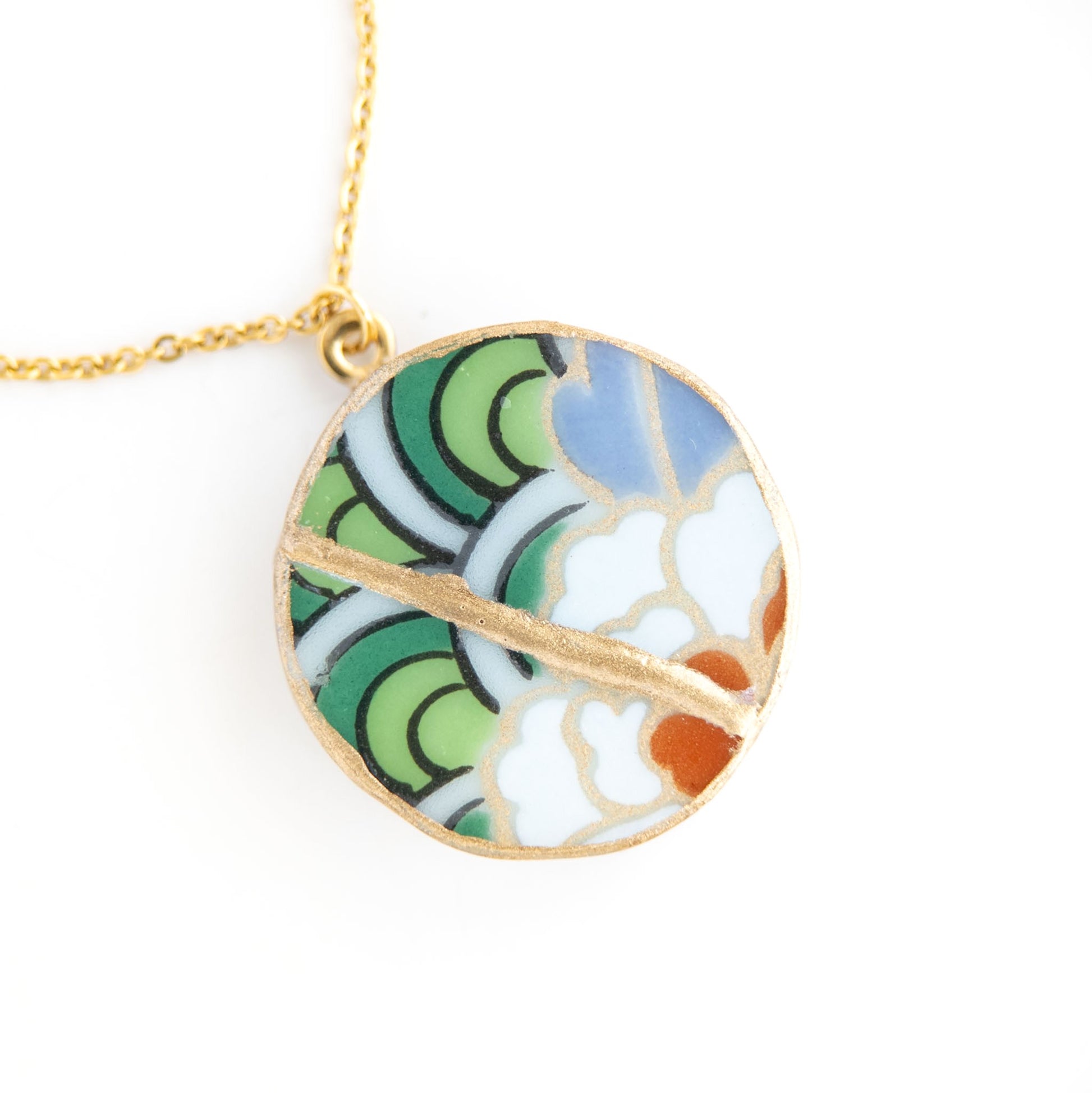 Ware Kintsugi Necklace - Green White