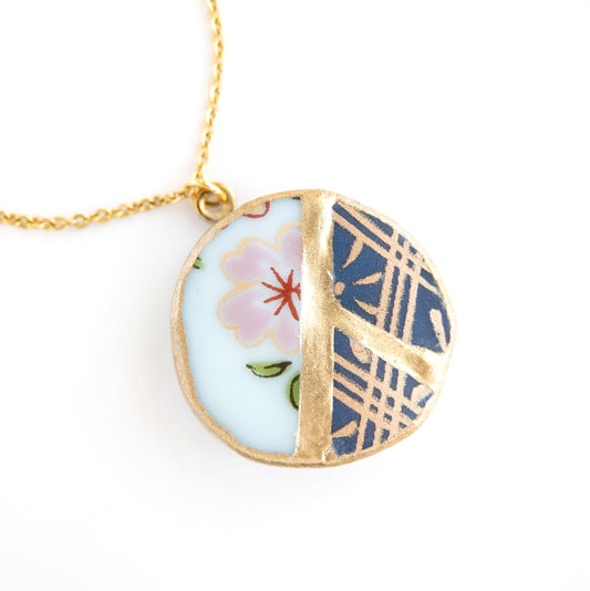 Yobitsugi Kintsugi Necklace - Pink Blue