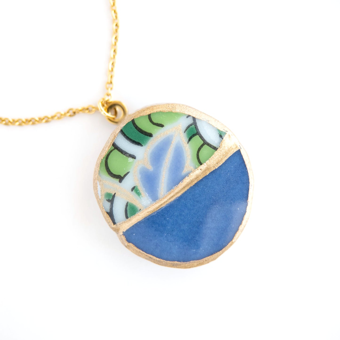 Yobitsugi Kintsugi Necklace - Green Blue