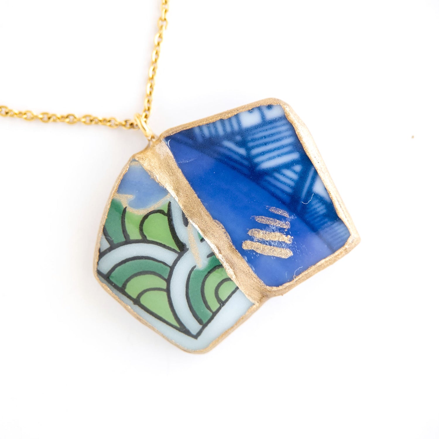 Yobitsugi Kintsugi Necklace - Green Blue