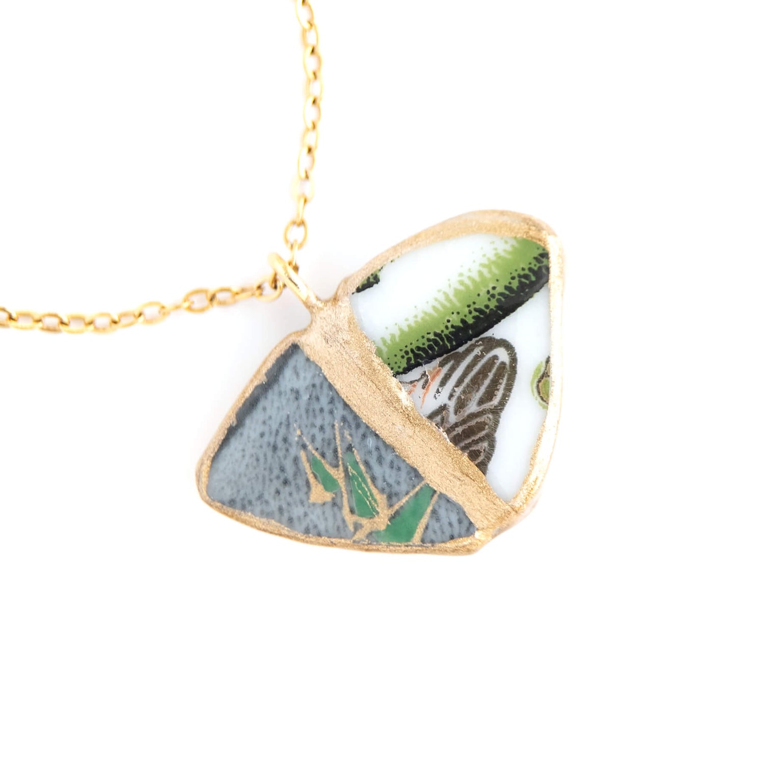 Yobitsugi Kintsugi Necklace - Grey Green