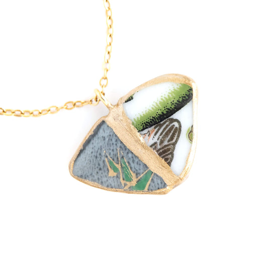 Yobitsugi Kintsugi Necklace - Grey Green