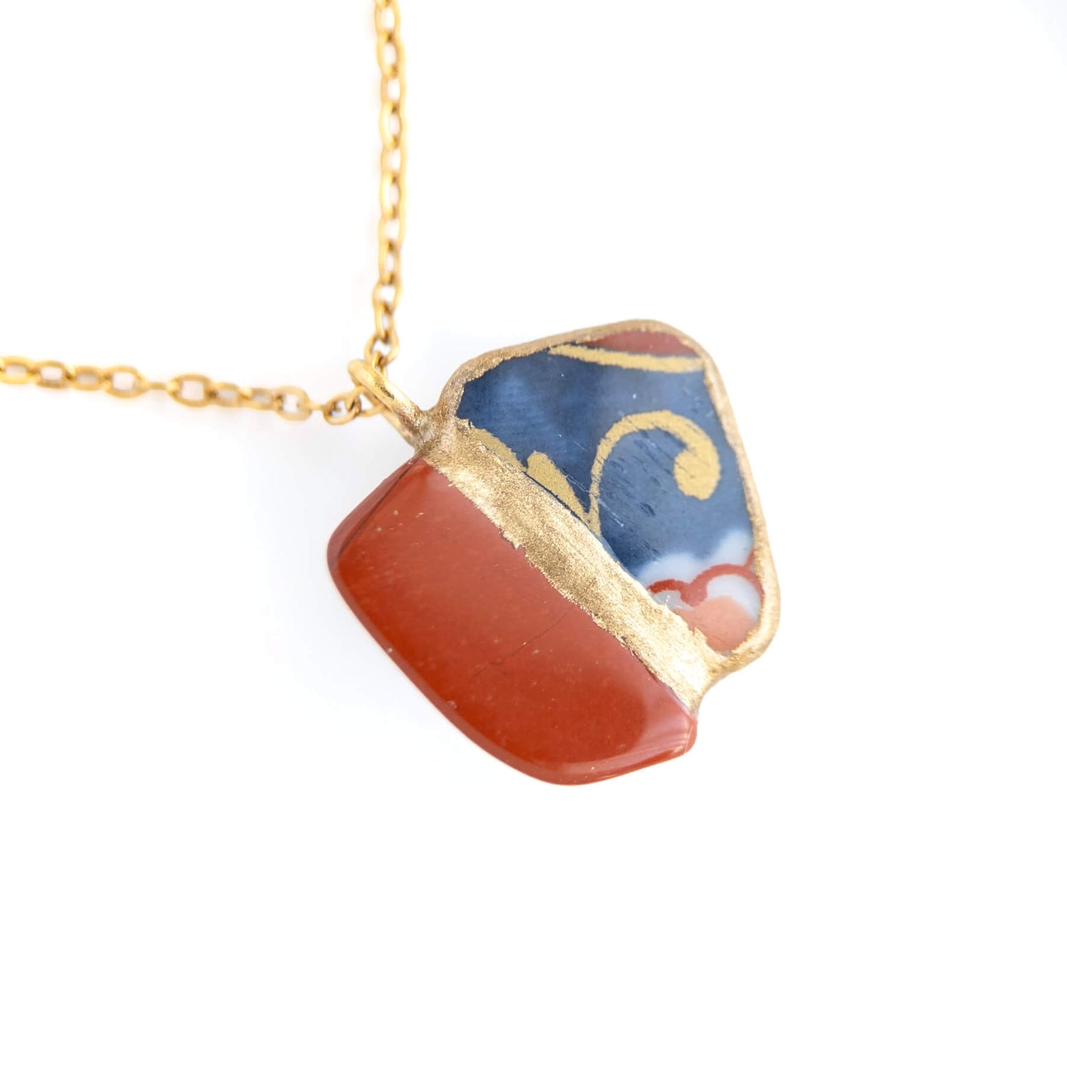 Red Jasper Kintsugi Necklace - Red Blue