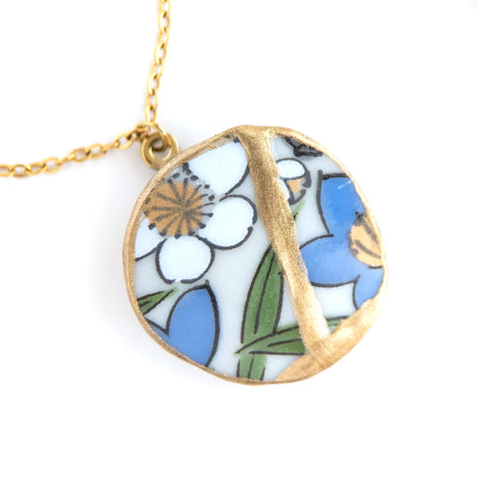Ware Kintsugi Necklace - White Blue