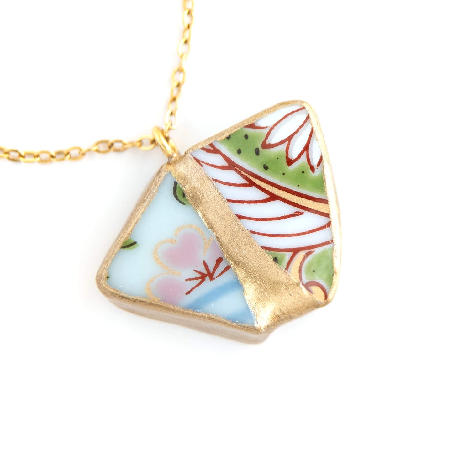 Yobitsugi Kintsugi Necklace - Green Pink