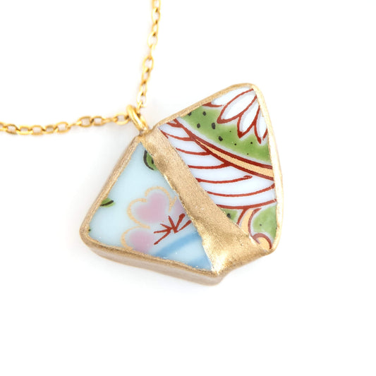 Yobitsugi Kintsugi Necklace - Green Pink