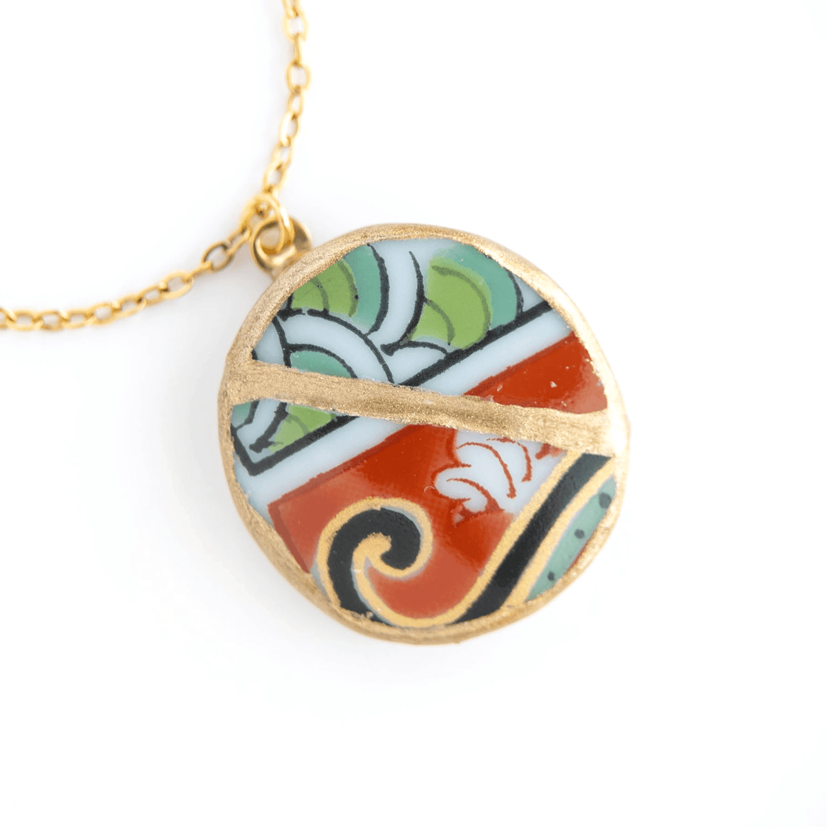 Ware Kintsugi Necklace - Green Red