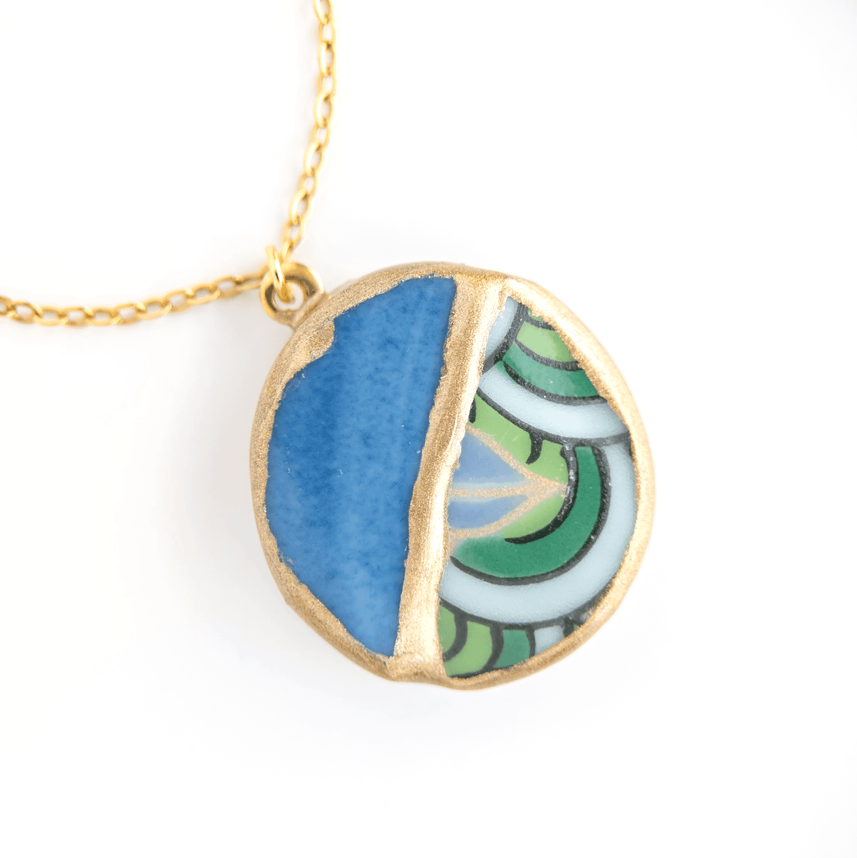 Yobitsugi Kintsugi Necklace - Green Blue