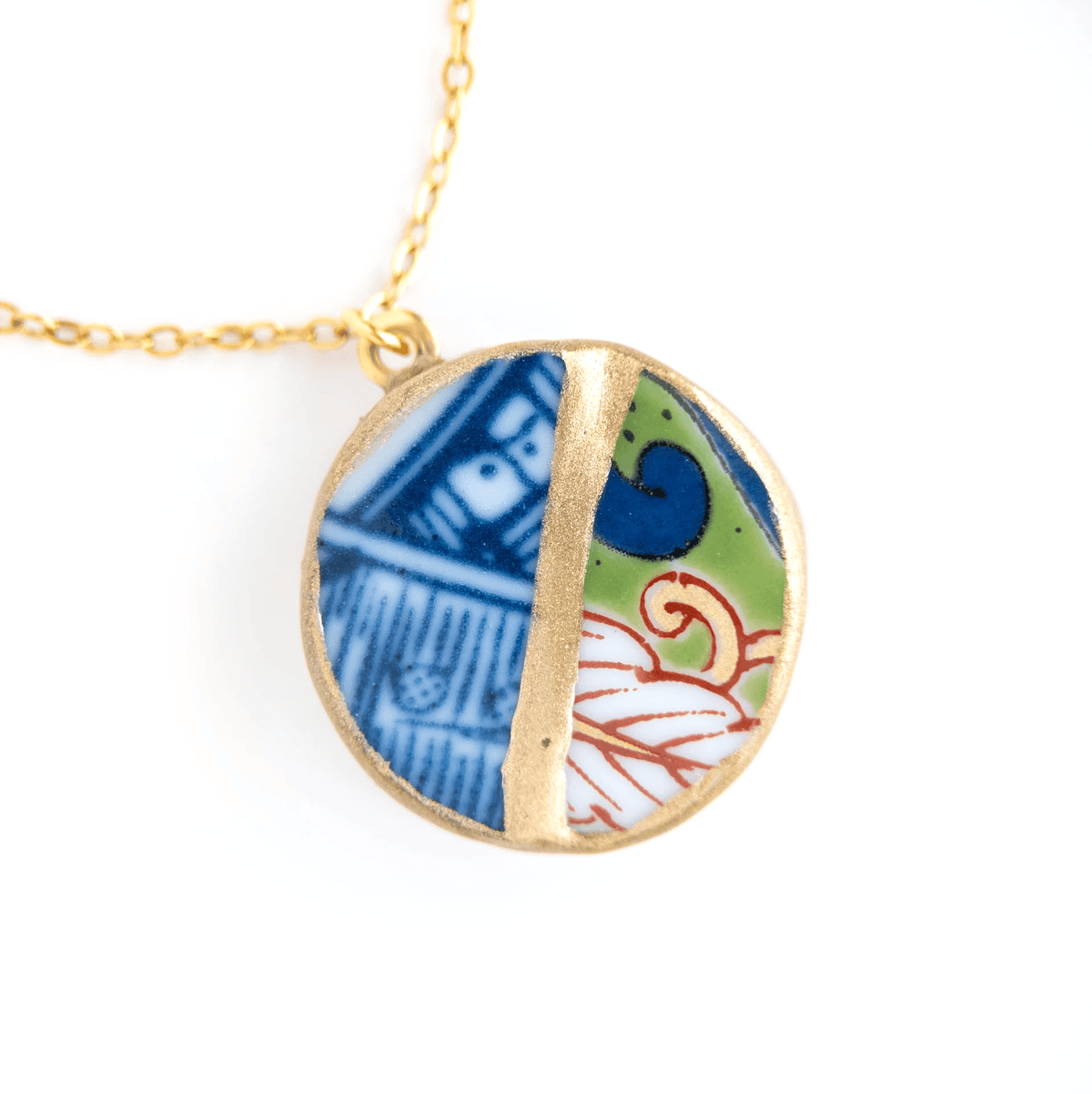 Yobitsugi Kintsugi Necklace - Green Blue