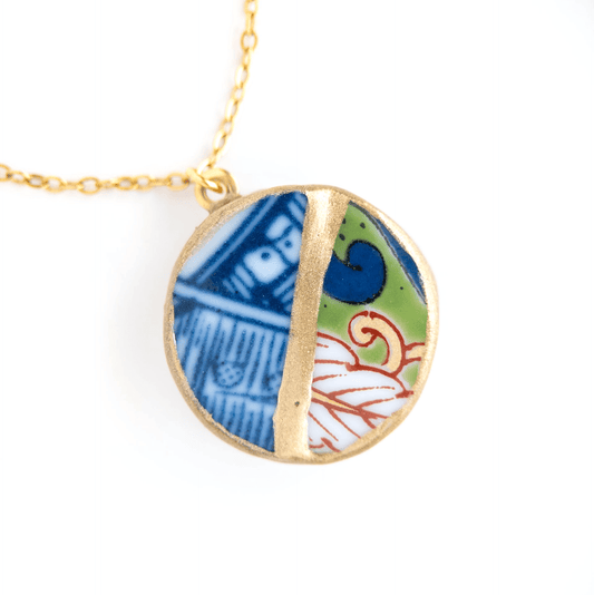 Yobitsugi Kintsugi Necklace - Green Blue