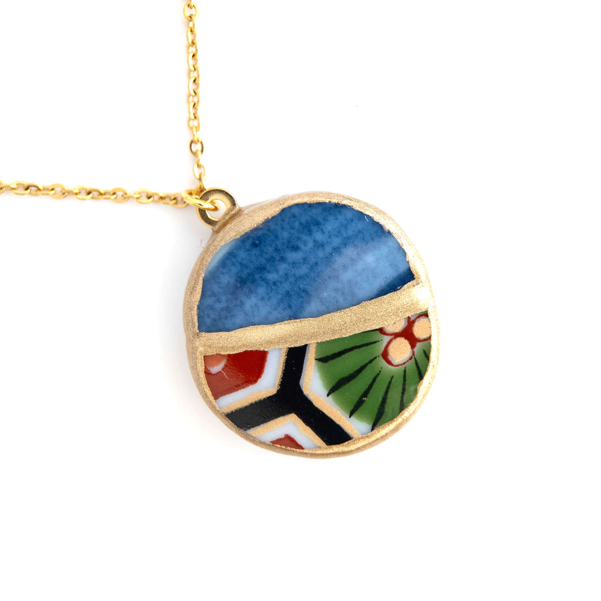 Yobitsugi Kintsugi Necklace - Green Blue