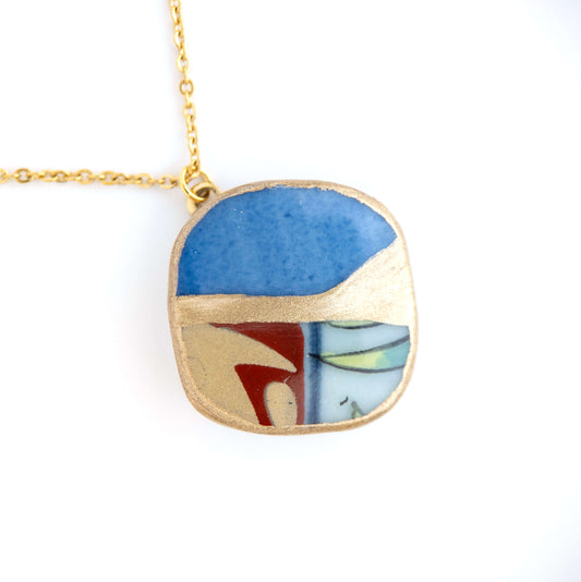 Yobitsugi Kintsugi Necklace - Blue Red