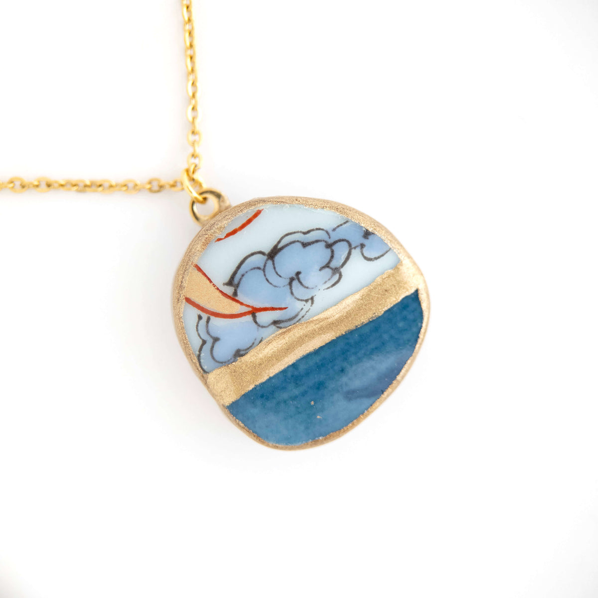 Yobitsugi Kintsugi Necklace - Grey Blue