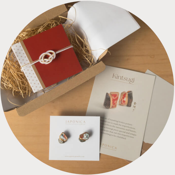 Japanese style kintsugi jewelry gift wrapping, kinpu