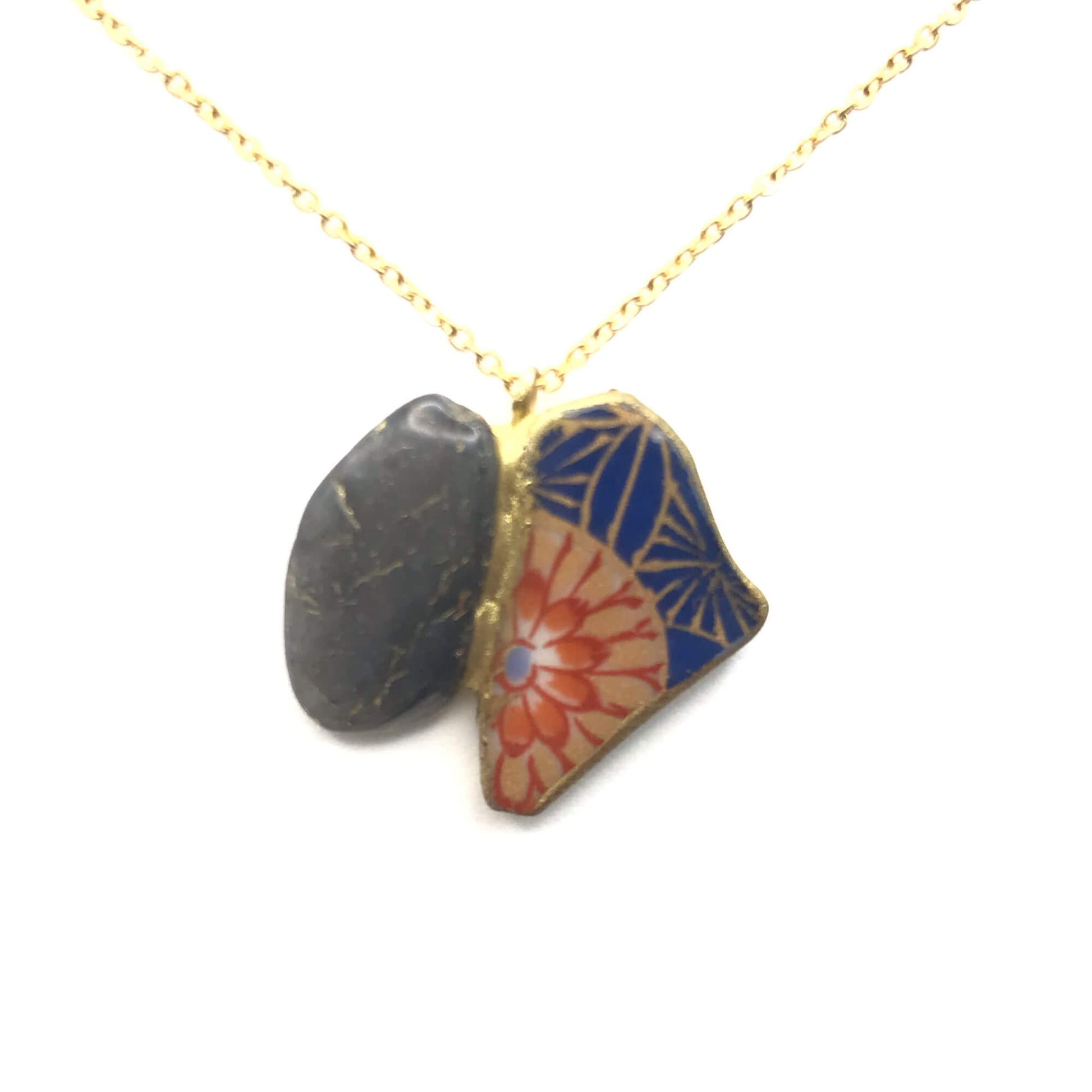 Labradorite Necklace-Kintsugi jewelry-Japanese pottery jewelry-JAPONICA
