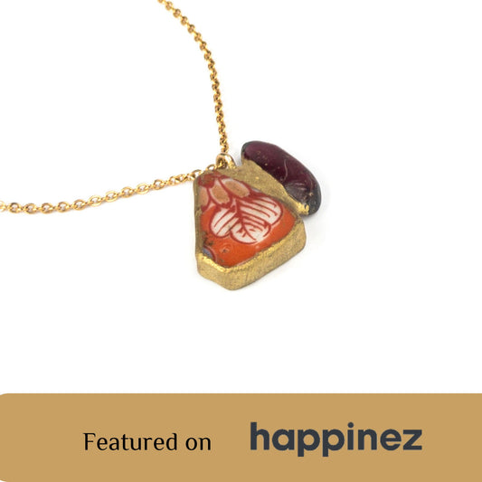 Garnet Necklace-Kintsugi jewelry-Japanese pottery jewelry-JAPONICA
