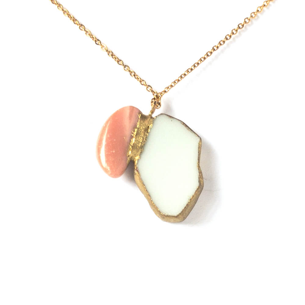 Opal Necklace-Kintsugi jewelry-Japanese pottery jewelry-JAPONICA