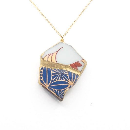 Red Maple Necklace-Kintsugi jewelry-Japanese pottery jewelry-JAPONICA