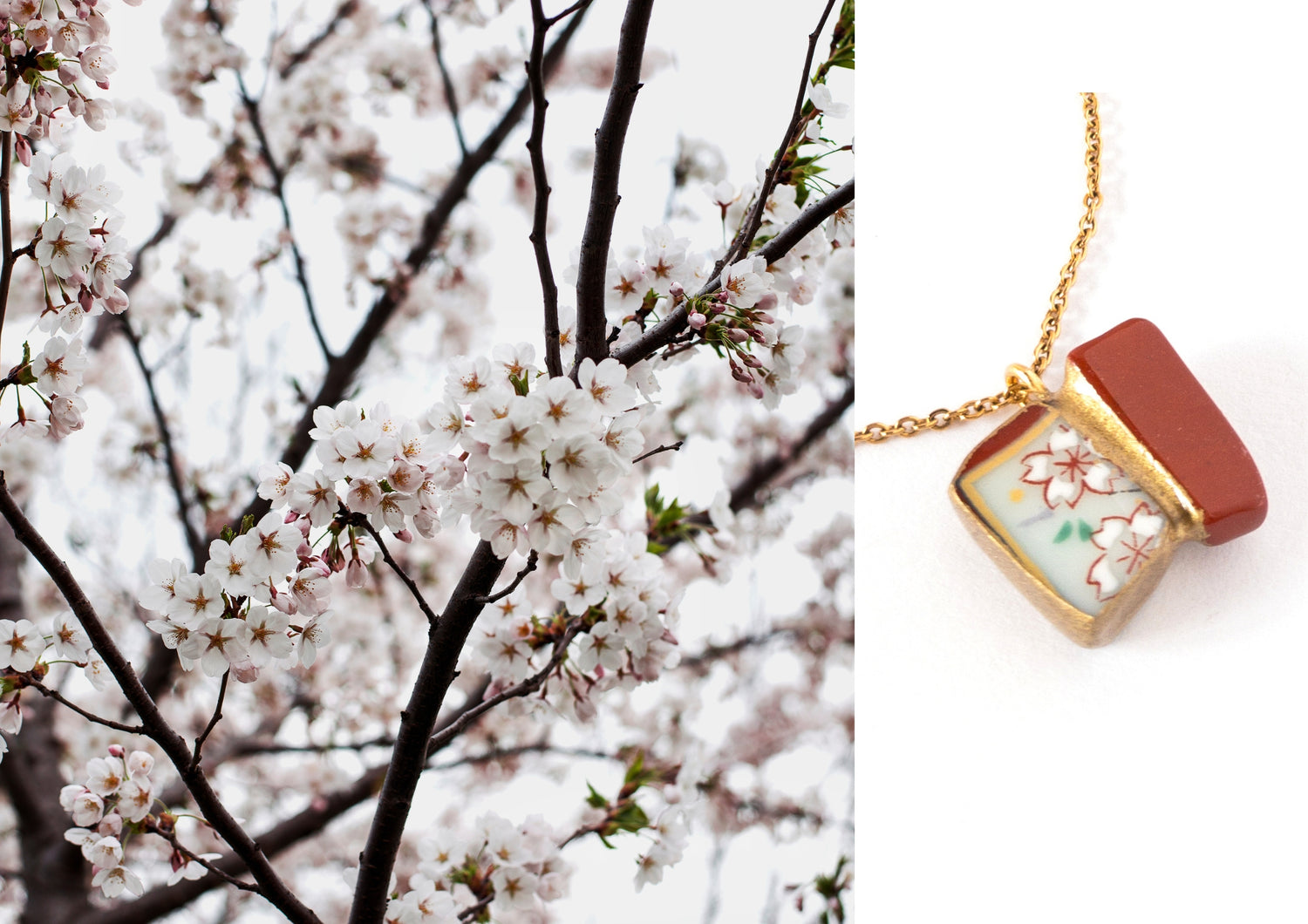 Sakura-cherry blossoms kintsugi necklace