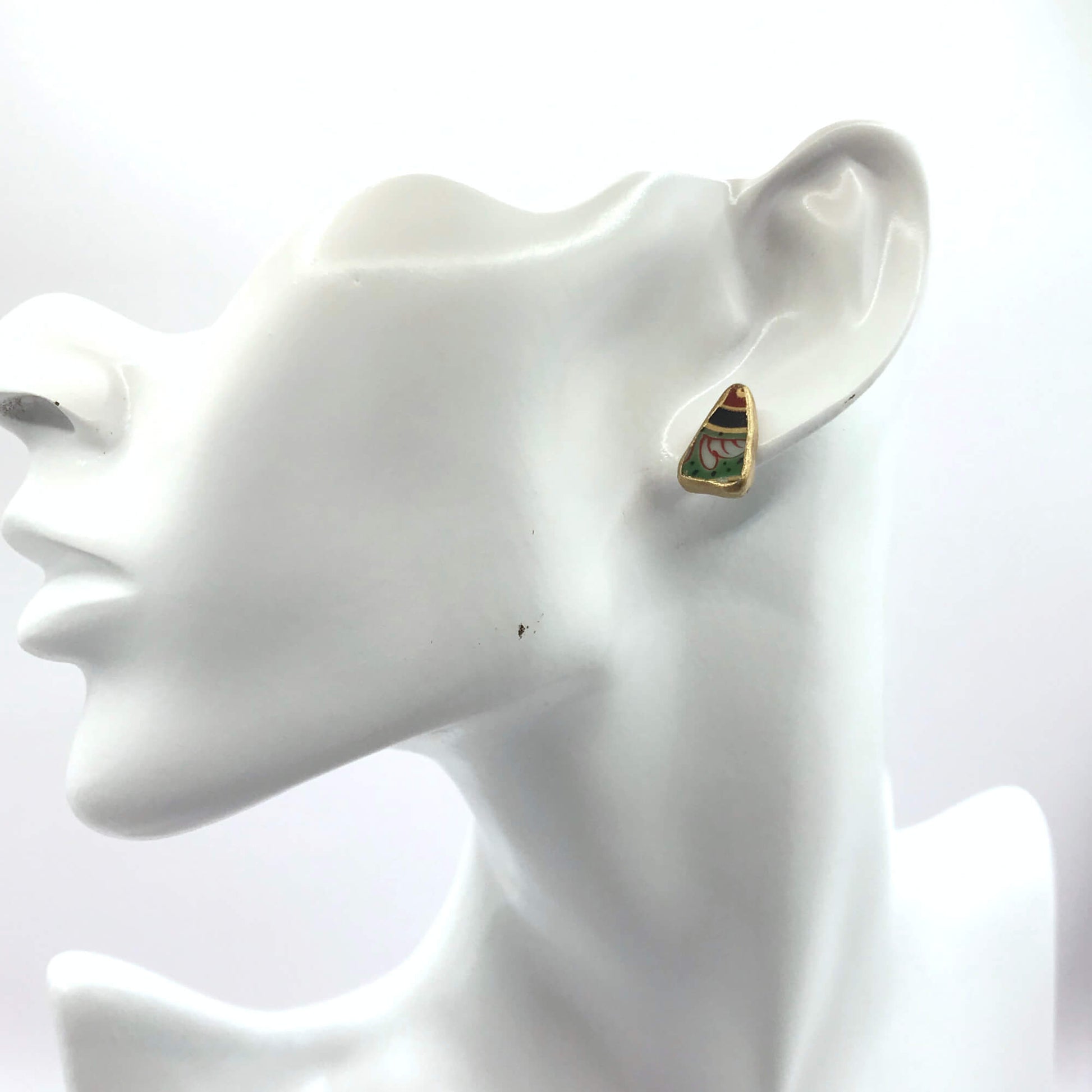 Triangle Stud Earrings-Kintsugi Stud Earrings-Japanese pottery jewelry-JAPONICA