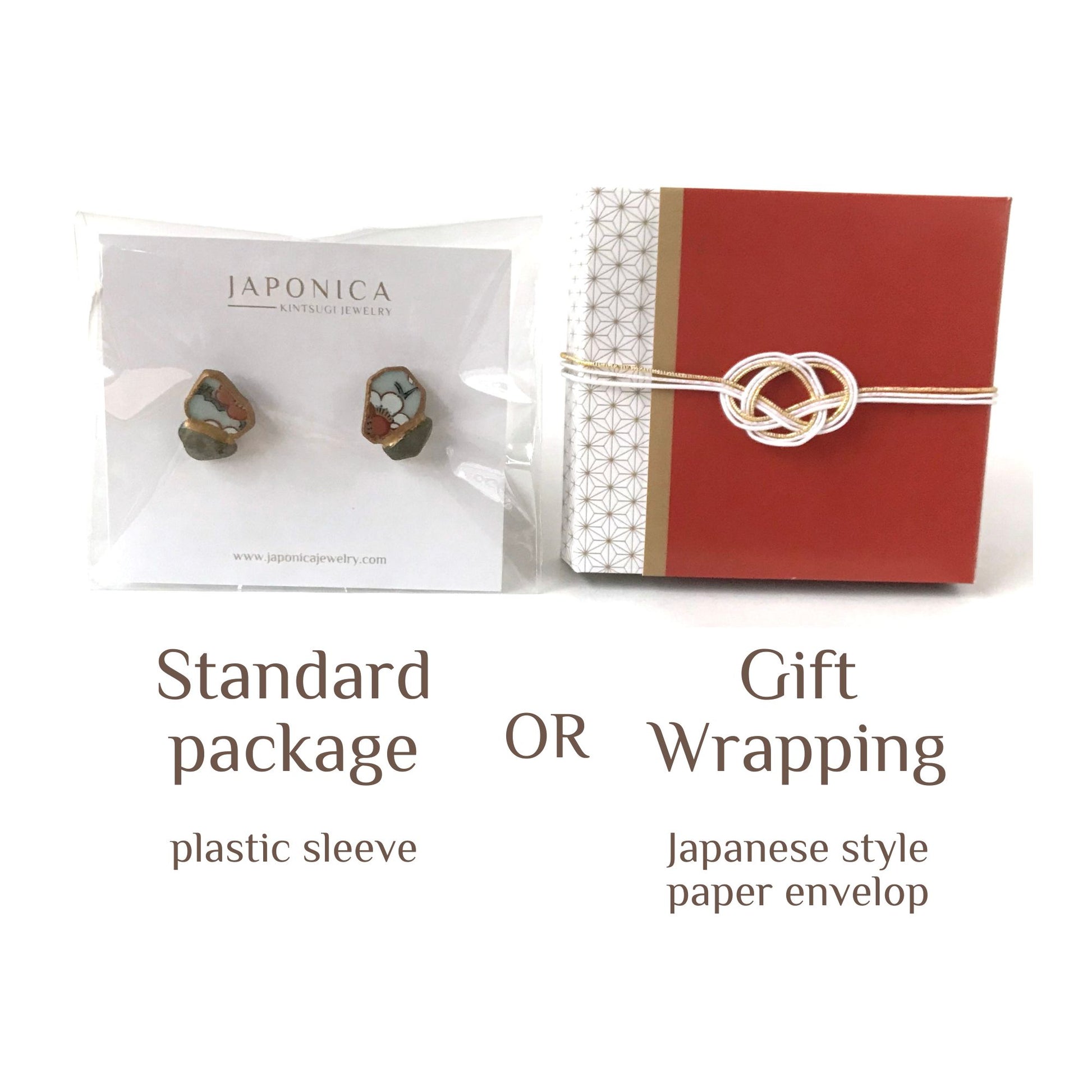 Garnet Stud Earrings-Kintsugi jewelry-Japanese pottery jewelry-JAPONICA