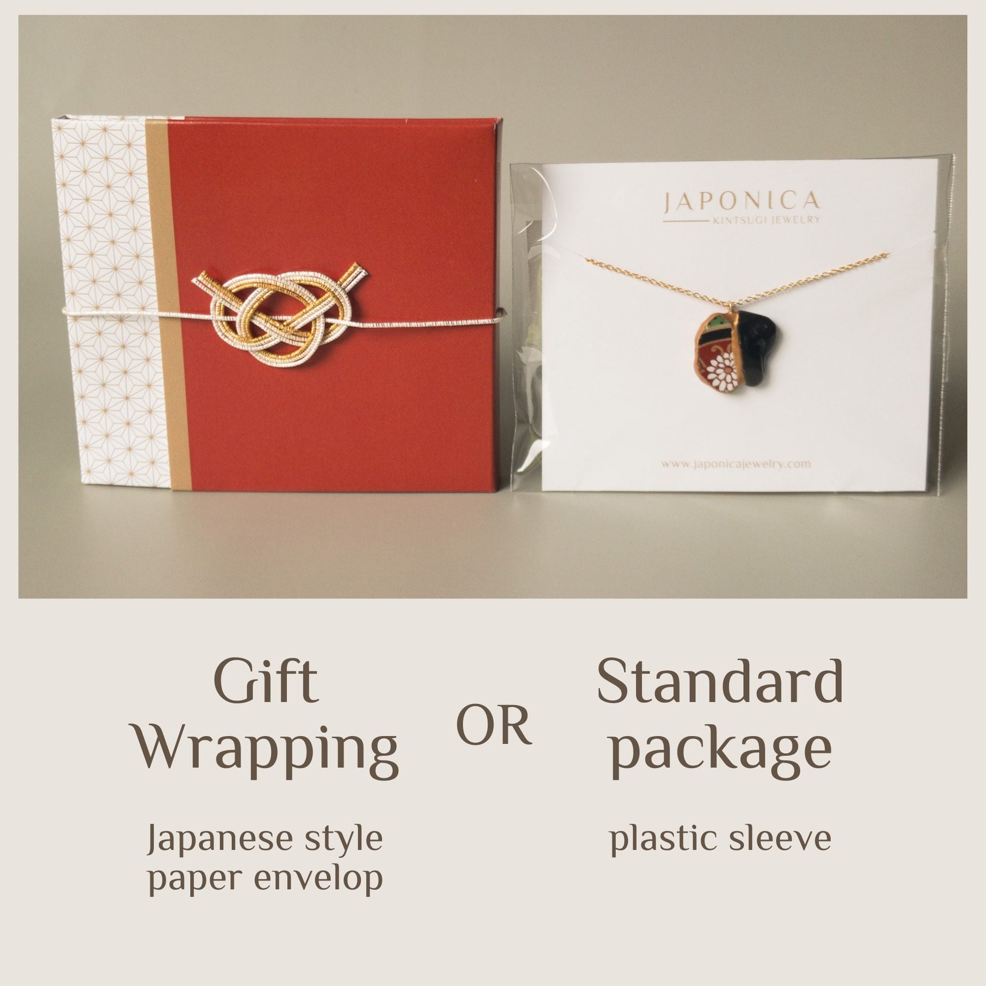 Kintsugi jewelry gift wrapping vs standard package