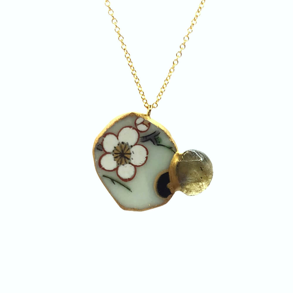 Labradorite Necklace-Kintsugi Necklace-Japanese pottery jewelry-JAPONICA